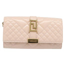 VERSACE Chain Shoulder Wallet Greca Goddess Leather Pink Gold Auth 200687V-13