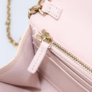 VERSACE Chain Shoulder Wallet Greca Goddess Leather Pink Gold Auth 200687V-23