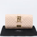 VERSACE Chain Shoulder Wallet Greca Goddess Leather Pink Gold Auth 200687V-12