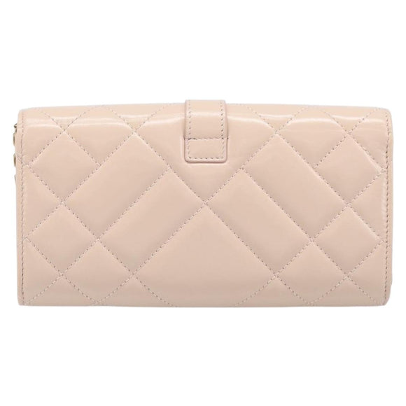 VERSACE Chain Shoulder Wallet Greca Goddess Leather Pink Gold Auth 200687V