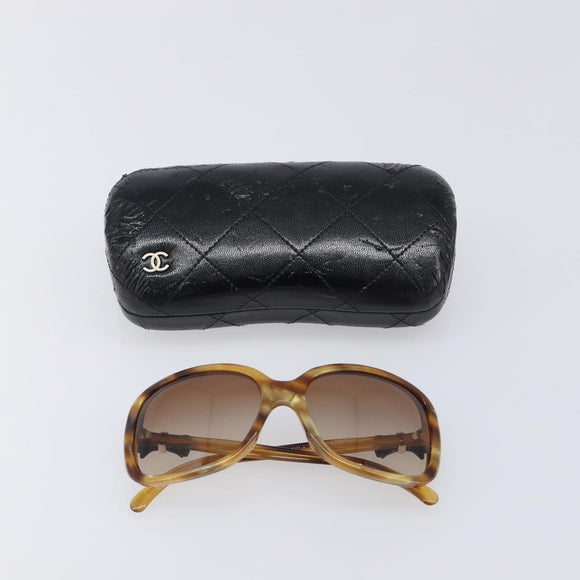 CHANEL Sunglasses plastic Beige CC Auth 200690A