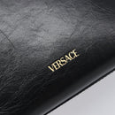 VERSACE Chain Shoulder Bag Leather Black Gold Auth 200692V-17