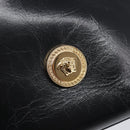 VERSACE Chain Shoulder Bag Leather Black Gold Auth 200692V-18