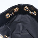 VERSACE Chain Shoulder Bag Leather Black Gold Auth 200692V-19