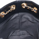VERSACE Chain Shoulder Bag Leather Black Gold Auth 200692V-20