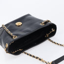 VERSACE Chain Shoulder Bag Leather Black Gold Auth 200692V-6