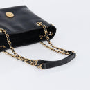 VERSACE Chain Shoulder Bag Leather Black Gold Auth 200692V-7