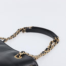 VERSACE Chain Shoulder Bag Leather Black Gold Auth 200692V-8