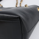 VERSACE Chain Shoulder Bag Leather Black Gold Auth 200693V-10