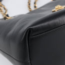 VERSACE Chain Shoulder Bag Leather Black Gold Auth 200693V-11