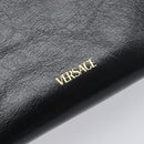 VERSACE Chain Shoulder Bag Leather Black Gold Auth 200693V-14