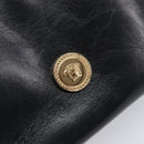 VERSACE Chain Shoulder Bag Leather Black Gold Auth 200693V-15