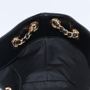 VERSACE Chain Shoulder Bag Leather Black Gold Auth 200693V-18