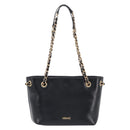 VERSACE Chain Shoulder Bag Leather Black Gold Auth 200693V-3