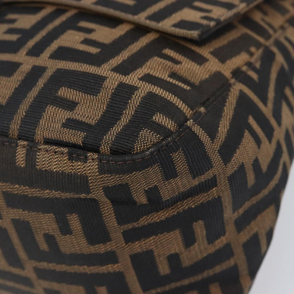 FENDI Zucca Canvas Mamma Baguette Shoulder Bag Black Brown Auth 200695V