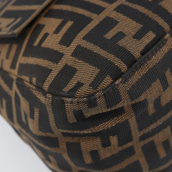 FENDI Zucca Canvas Mamma Baguette Shoulder Bag Black Brown Auth 200695V
