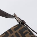 FENDI Zucca Canvas Mamma Baguette Shoulder Bag Black Brown Auth 200695V-14