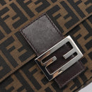FENDI Zucca Canvas Mamma Baguette Shoulder Bag Black Brown Auth 200695V-15