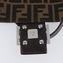 FENDI Zucca Canvas Mamma Baguette Shoulder Bag Black Brown Auth 200695V-17