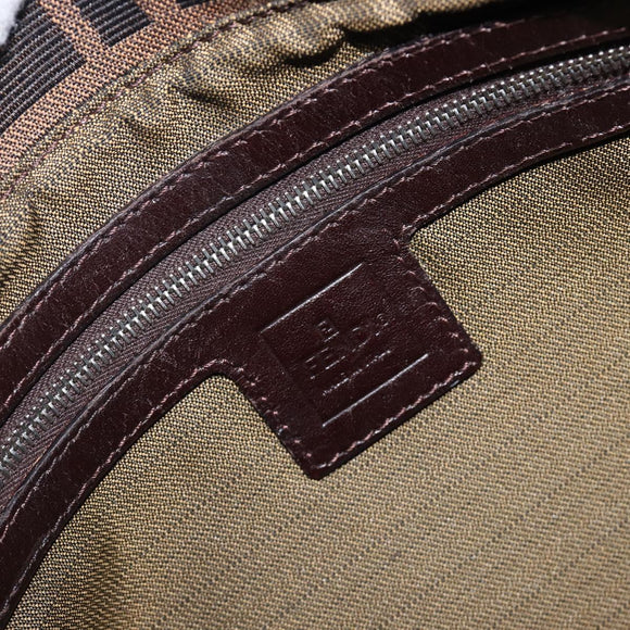 FENDI Zucca Canvas Mamma Baguette Shoulder Bag Black Brown Auth 200695V
