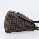 FENDI Zucca Canvas Mamma Baguette Shoulder Bag Black Brown Auth 200695V-4