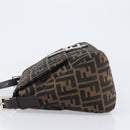 FENDI Zucca Canvas Mamma Baguette Shoulder Bag Black Brown Auth 200695V-5