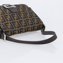 FENDI Zucca Canvas Mamma Baguette Shoulder Bag Black Brown Auth 200695V-7