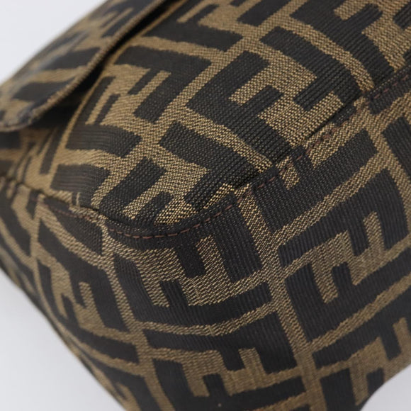 FENDI Zucca Canvas Mamma Baguette Shoulder Bag Black Brown Auth 200696V