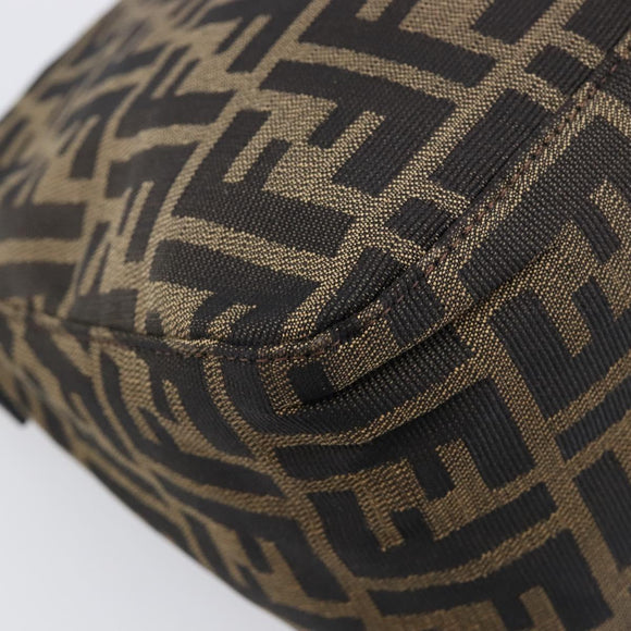 FENDI Zucca Canvas Mamma Baguette Shoulder Bag Black Brown Auth 200696V