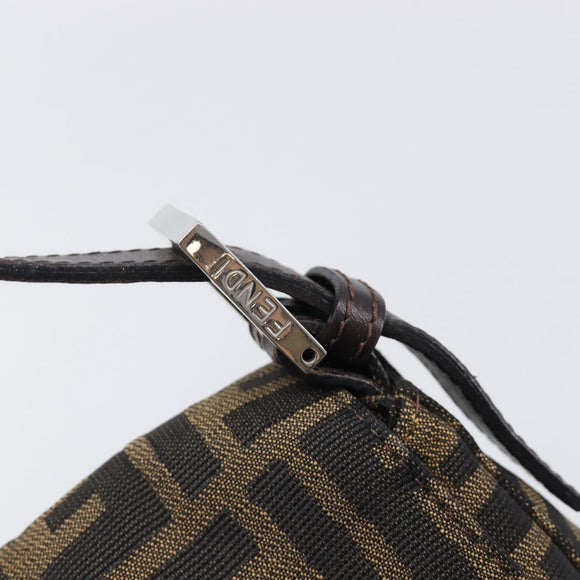 FENDI Zucca Canvas Mamma Baguette Shoulder Bag Black Brown Auth 200696V