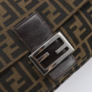 FENDI Zucca Canvas Mamma Baguette Shoulder Bag Black Brown Auth 200696V-19