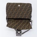 FENDI Zucca Canvas Mamma Baguette Shoulder Bag Black Brown Auth 200696V-20