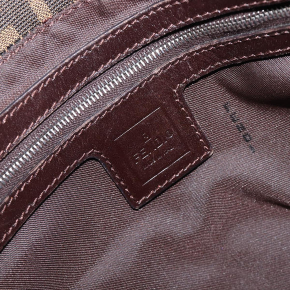 FENDI Zucca Canvas Mamma Baguette Shoulder Bag Black Brown Auth 200696V
