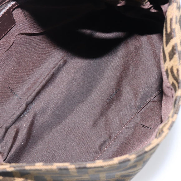 FENDI Zucca Canvas Mamma Baguette Shoulder Bag Black Brown Auth 200696V