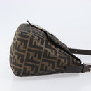 FENDI Zucca Canvas Mamma Baguette Shoulder Bag Black Brown Auth 200696V-3