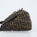 FENDI Zucca Canvas Mamma Baguette Shoulder Bag Black Brown Auth 200696V-4