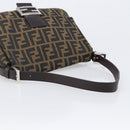 FENDI Zucca Canvas Mamma Baguette Shoulder Bag Black Brown Auth 200696V-7