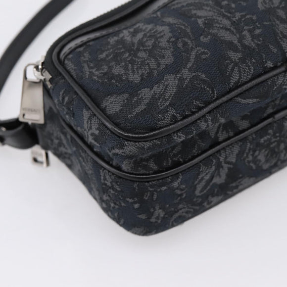 VERSACE Shoulder Bag Canvas Black Silver Auth 200698V