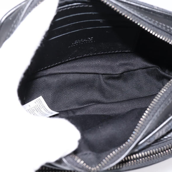 VERSACE Shoulder Bag Canvas Black Silver Auth 200698V