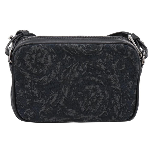 VERSACE Shoulder Bag Canvas Black Silver Auth 200698V