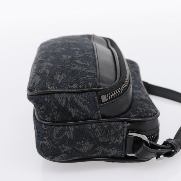 VERSACE Shoulder Bag Canvas Black Silver Auth 200698V