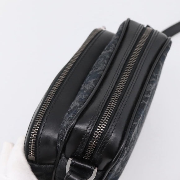 VERSACE Shoulder Bag Canvas Black Silver Auth 200698V