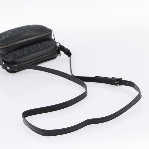 VERSACE Shoulder Bag Canvas Black Silver Auth 200698V