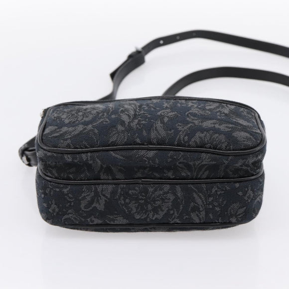 VERSACE Shoulder Bag Canvas Black Silver Auth 200698V
