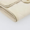 CHANEL Matelasse Long Wallet Caviar Skin White Gold CC Auth 200700-10