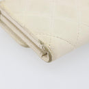 CHANEL Matelasse Long Wallet Caviar Skin White Gold CC Auth 200700-12