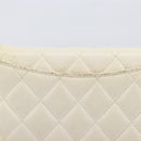 CHANEL Matelasse Long Wallet Caviar Skin White Gold CC Auth 200700-4