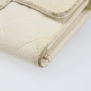 CHANEL Matelasse Long Wallet Caviar Skin White Gold CC Auth 200700-9