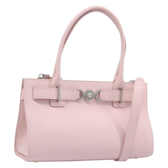VERSACE Hand Bag Leather 2way Pink Silver Auth 200701V