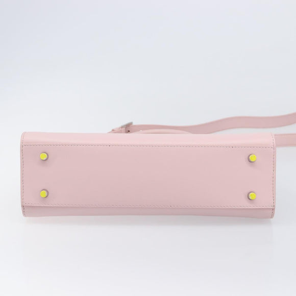 VERSACE Hand Bag Leather 2way Pink Silver Auth 200701V